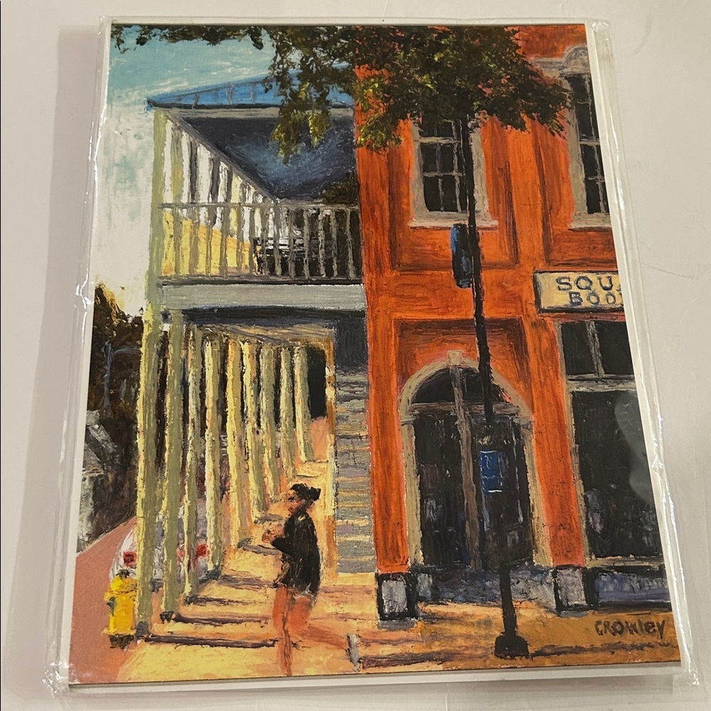 Hand painted scenery city nostalgia Crowley signed print 11 x 14 rare artwork